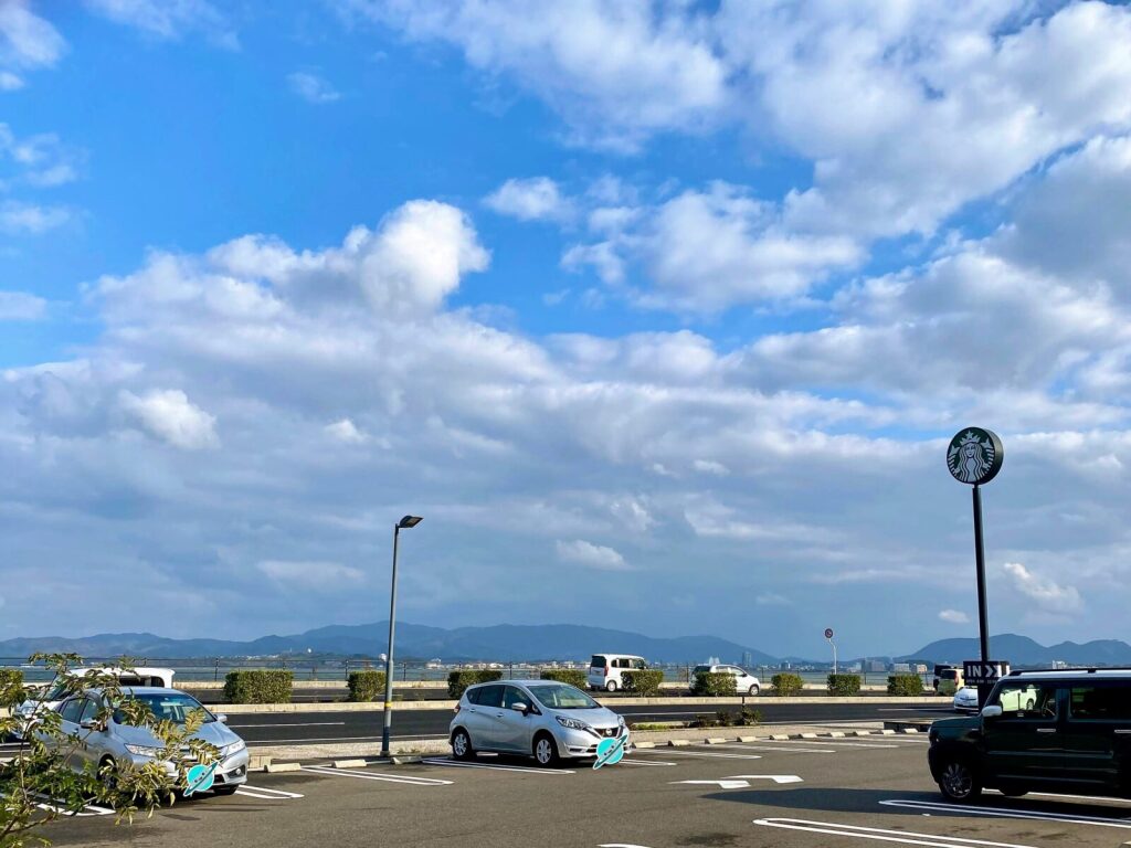 「スターバックス コーヒー 松江玉湯店」駐車場からの見晴らし